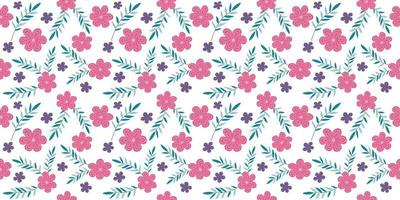 A collection of seamless floral patterns, white background doodle style vector