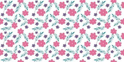 A collection of seamless floral patterns, white background doodle style vector