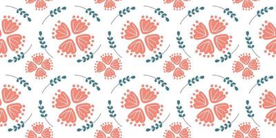 A collection of seamless floral patterns, white background doodle style vector