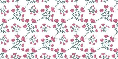 A collection of seamless floral patterns, white background doodle style vector