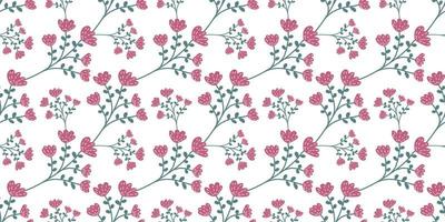 A collection of seamless floral patterns, white background doodle style vector