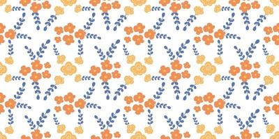 A collection of seamless floral patterns, white background doodle style vector