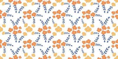 A collection of seamless floral patterns, white background doodle style vector