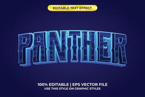 Panther 3d typography text with fresh and mythology theme. blue typography template for game or film tittle. vector