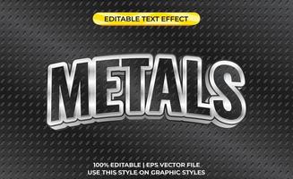 texto de tipografía 3d de metal con textura plateada. plantilla de tipografía para objetos de metal o hierro. vector