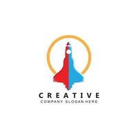 vector icon plane logo, space rocket, premium design