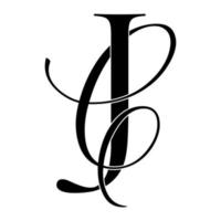 jc ,cj, logotipo de monograma. icono de firma caligráfica. monograma del logotipo de la boda. símbolo de monograma moderno. logotipo de parejas para la boda vector