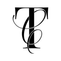tc ,ct, logotipo de monograma. icono de firma caligráfica. monograma del logotipo de la boda. símbolo de monograma moderno. logotipo de parejas para la boda vector