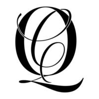 qc ,cq, logotipo del monograma. icono de firma caligráfica. monograma del logotipo de la boda. símbolo de monograma moderno. logotipo de parejas para la boda vector