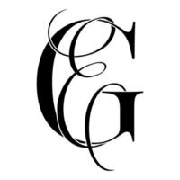 ge, por ejemplo, logotipo de monograma. icono de firma caligráfica. monograma del logotipo de la boda. símbolo de monograma moderno. logotipo de parejas para la boda vector