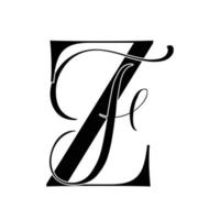 zf ,fz, logotipo de monograma. icono de firma caligráfica. monograma del logotipo de la boda. símbolo de monograma moderno. logotipo de parejas para la boda vector