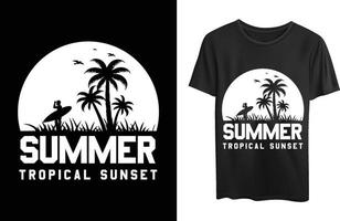 Summer tropical sunset vector