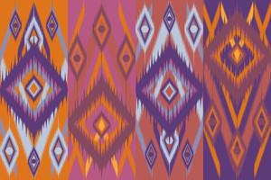 El diseño de patrón de tela nativa sin costuras 4 en 1 a partir de formas geométricas lo usa como fondo, patrón de camisa y crea patrones en las cosas.