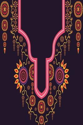 Traditional Ethnic Oriental Neck Design is Geometric Shape for Women Fashion Background Clothing Wallpaper.