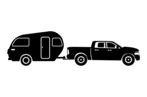 vector de diseño de logotipo de icono de caravana de camiones y remolques
