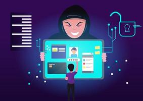 identity theft concept vector illustration and digital assets