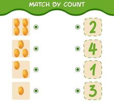 Match by count of cartoon star fruits. Match and count game. Educational game for pre shool years kids and toddlers vector