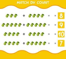 Match by count of cartoon guavas. Match and count game. Educational game for pre shool years kids and toddlers vector