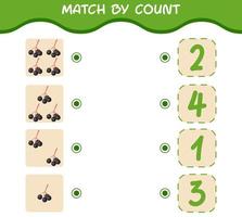 Match by count of cartoon elderberries. Match and count game. Educational game for pre shool years kids and toddlers vector