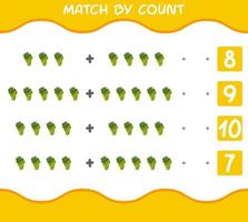 Match by count of cartoon green grapes. Match and count game. Educational game for pre shool years kids and toddlers vector