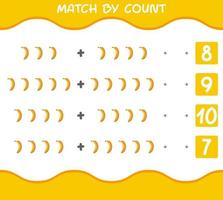 Match by count of cartoon bananas. Match and count game. Educational game for pre shool years kids and toddlers vector