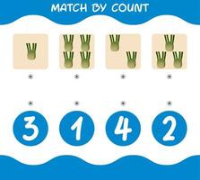 Match by count of cartoon fennels. Match and count game. Educational game for pre shool years kids and toddlers vector