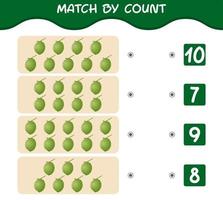 Match by count of cartoon coconuts. Match and count game. Educational game for pre shool years kids and toddlers vector