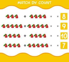 Match by count of cartoon rose apples. Match and count game. Educational game for pre shool years kids and toddlers vector