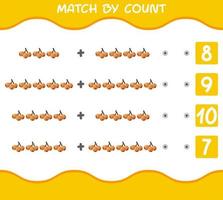 Match by count of cartoon loquats. Match and count game. Educational game for pre shool years kids and toddlers vector