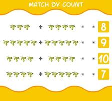 Match by count of cartoon olives. Match and count game. Educational game for pre shool years kids and toddlers vector