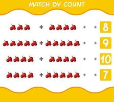 Match by count of cartoon cranberries. Match and count game. Educational game for pre shool years kids and toddlers vector