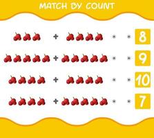 Match by count of cartoon cranberries. Match and count game. Educational game for pre shool years kids and toddlers vector
