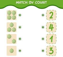 Match by count of cartoon melons. Match and count game. Educational game for pre shool years kids and toddlers vector