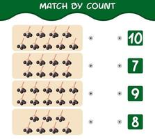 Match by count of cartoon elderberries. Match and count game. Educational game for pre shool years kids and toddlers vector