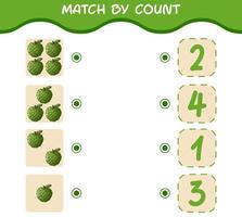 Match by count of cartoon custard apples. Match and count game. Educational game for pre shool years kids and toddlers vector