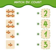 Match by count of cartoon loquats. Match and count game. Educational game for pre shool years kids and toddlers vector