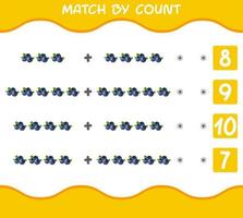 Match by count of cartoon blueberries. Match and count game. Educational game for pre shool years kids and toddlers vector