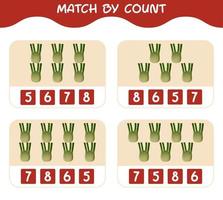 Match by count of cartoon fennels. Match and count game. Educational game for pre shool years kids and toddlers vector