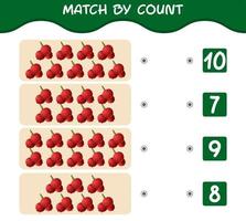 Match by count of cartoon cranberries. Match and count game. Educational game for pre shool years kids and toddlers vector