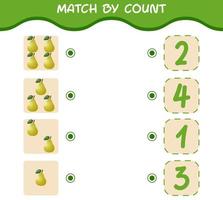 Match by count of cartoon quinces. Match and count game. Educational game for pre shool years kids and toddlers vector