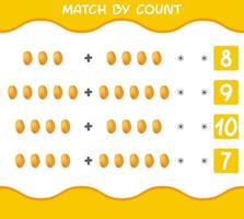 Match by count of cartoon star fruits. Match and count game. Educational game for pre shool years kids and toddlers vector