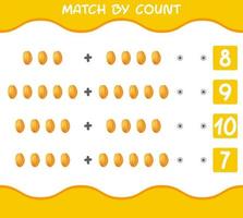 Match by count of cartoon star fruits. Match and count game. Educational game for pre shool years kids and toddlers vector