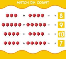 Match by count of cartoon pomegranates. Match and count game. Educational game for pre shool years kids and toddlers vector