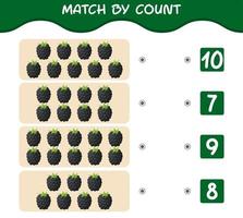 Match by count of cartoon blackberries. Match and count game. Educational game for pre shool years kids and toddlers vector