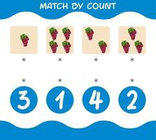 Match by count of cartoon red grapes. Match and count game. Educational game for pre shool years kids and toddlers vector