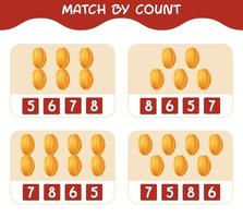 Match by count of cartoon star fruits. Match and count game. Educational game for pre shool years kids and toddlers vector