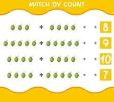 Match by count of cartoon coconuts. Match and count game. Educational game for pre shool years kids and toddlers vector