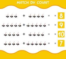 Match by count of cartoon elderberries. Match and count game. Educational game for pre shool years kids and toddlers vector