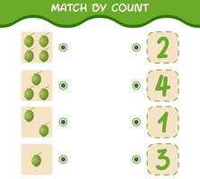 Match by count of cartoon coconuts. Match and count game. Educational game for pre shool years kids and toddlers vector