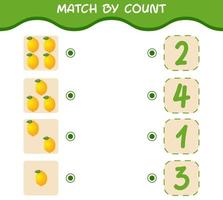 Match by count of cartoon lemons. Match and count game. Educational game for pre shool years kids and toddlers vector